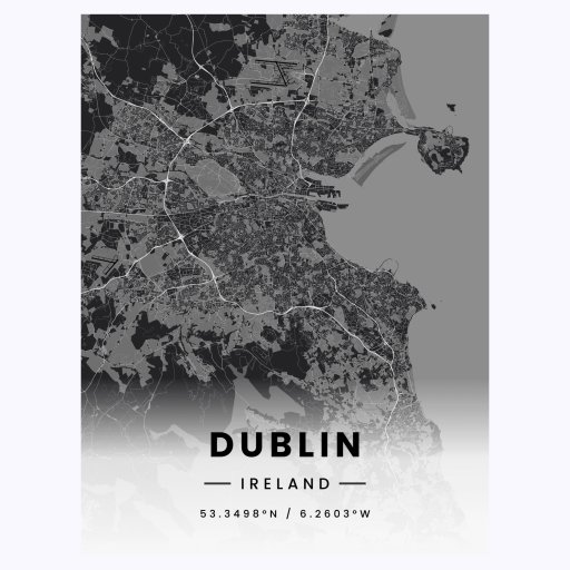 Dublin in Dark Poster - Street Map 1