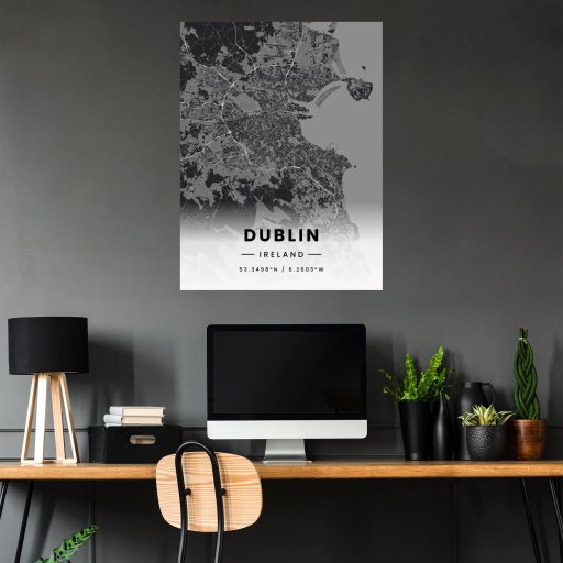 Dublin in Dark Poster - Street Map 5