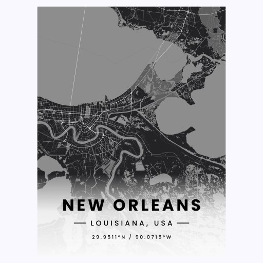 New Orleans in Dark Poster - Street Map 1