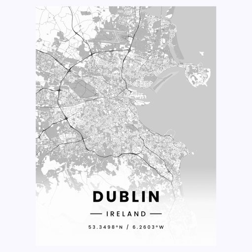 Dublin in Light Poster - Street Map 1