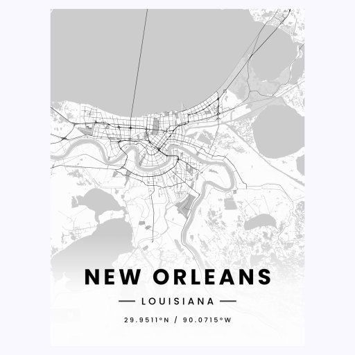 New Orleans in Light Poster - Street Map 1