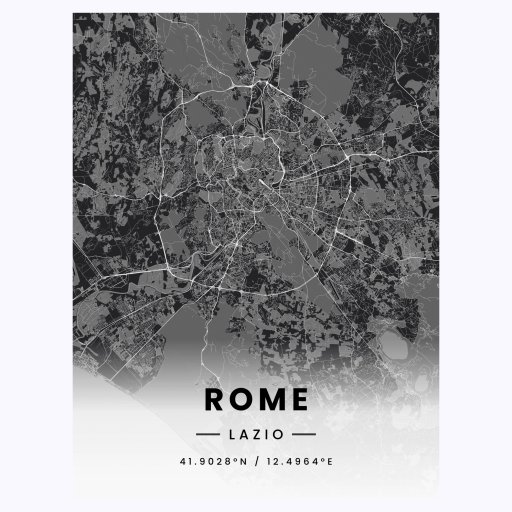 Rome in Dark Poster - Street Map 1