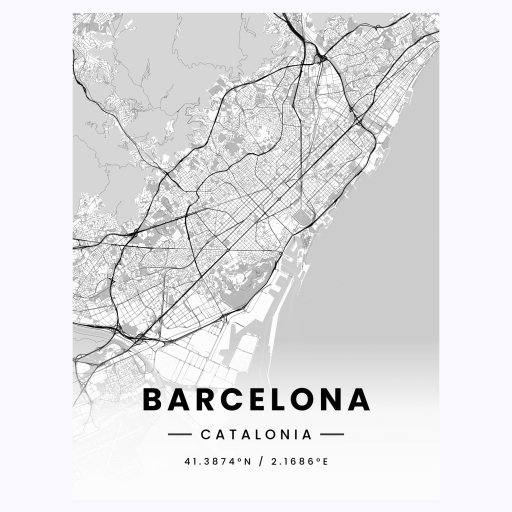 Barcelona in Light Poster - Street Map 1