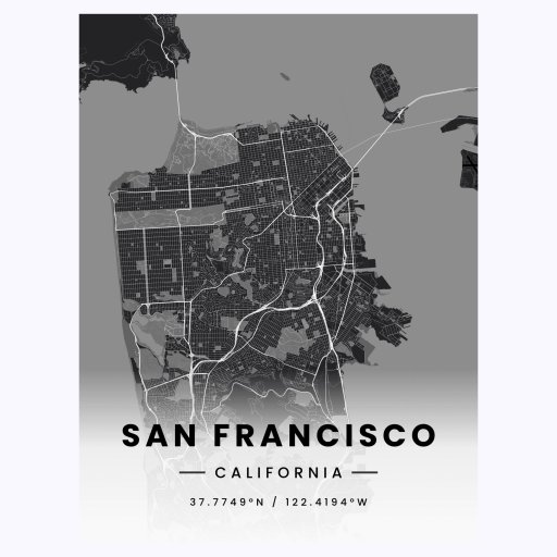 San Francisco in Dark Poster - Street Map 1