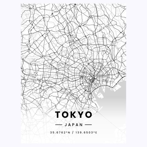 Tokyo in Light Poster - Street Map 1