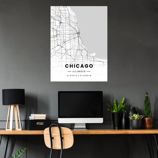 Chicago in Light Poster - Street Map 5