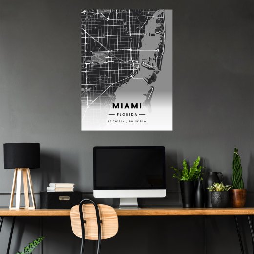 Miami in Dark Poster - Street Map 5