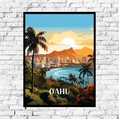 Oahu Travel Print - Vintage Travel Art Poster