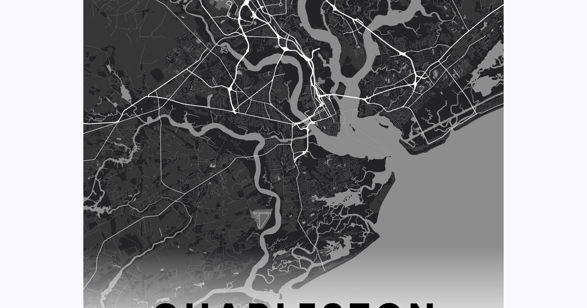 Charleston in Dark Poster - Street Map - Custom Design by You