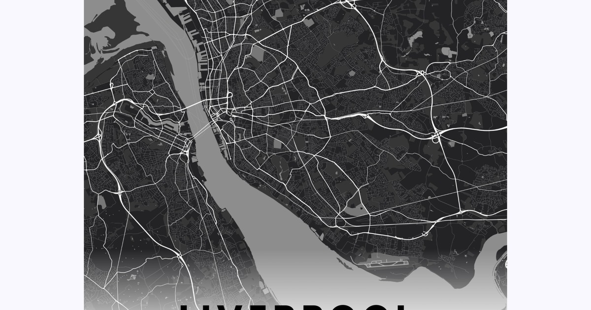 Liverpool in Dark Poster - Street Map - Custom Design by You
