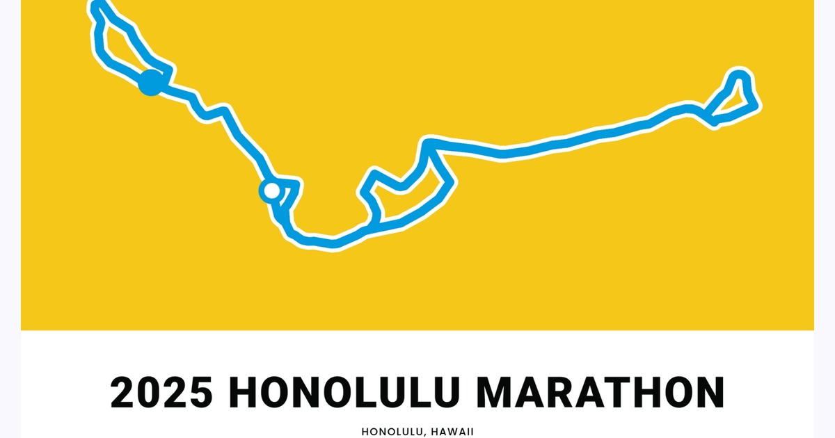 Minimalist 2025 Honolulu Marathon Poster Route Map Custom Design by You