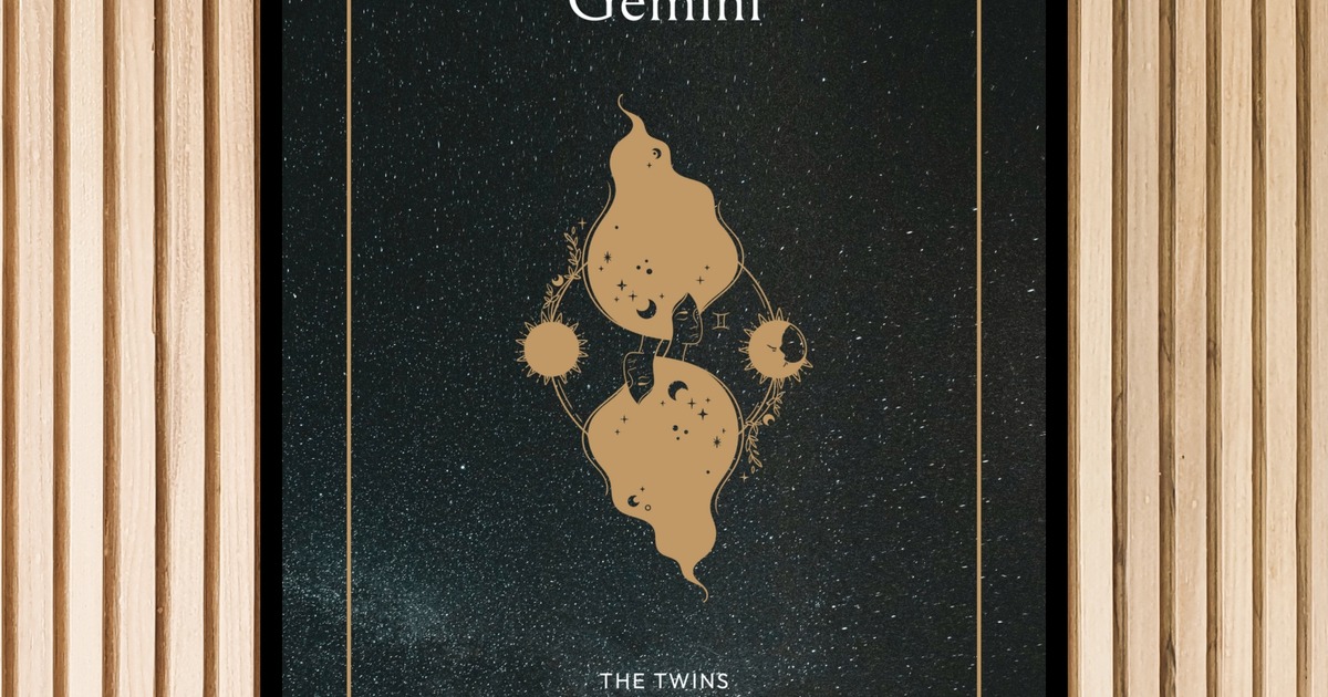 Gemini in Block Print - Custom Zodiac Sign Poster - Custom Design by You