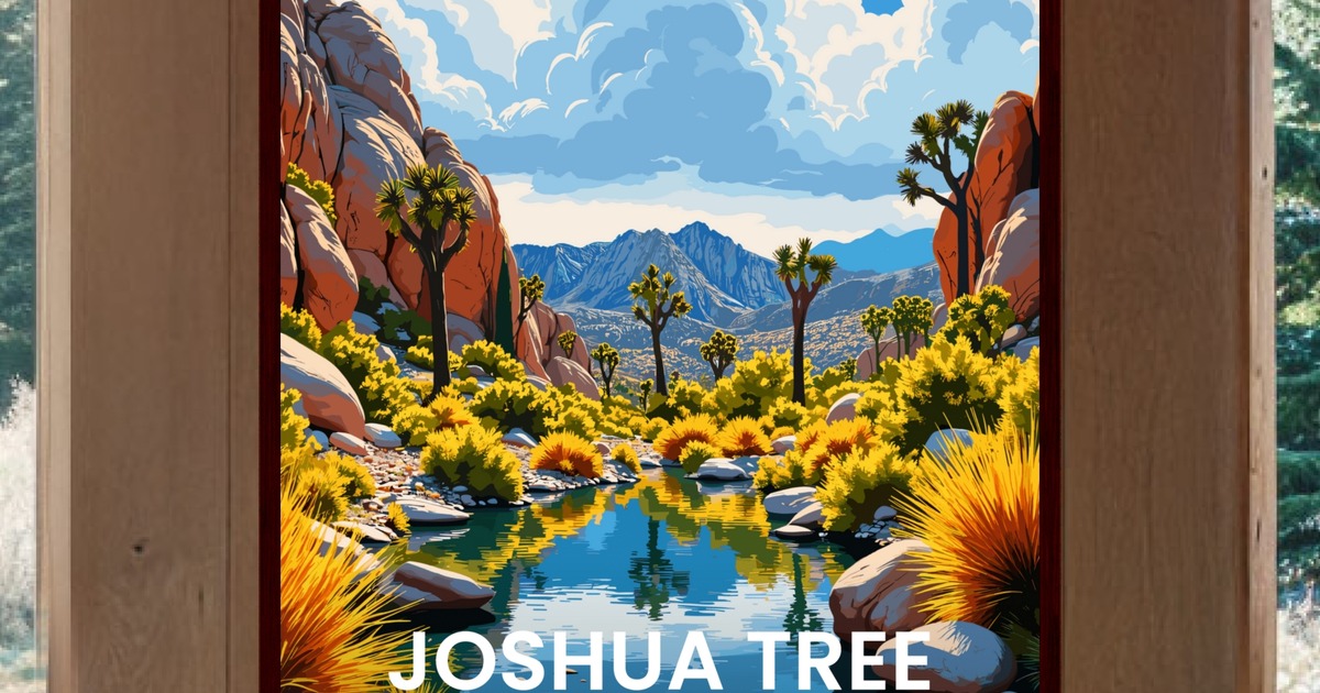Joshua Tree National Park Travel Print - Vintage Travel Art Poster ...