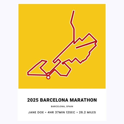 Minimalist 2025 Barcelona Marathon Poster Route Map Custom Design Minimalist 2025 Barcelona Marathon Poster Route Map Custom Design