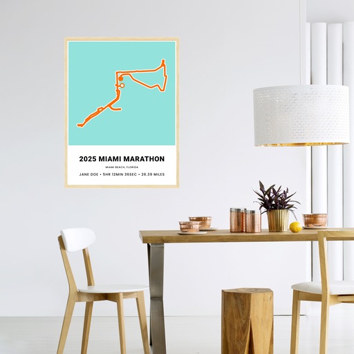 Minimalist 2025 Miami Marathon Poster Route Map Custom Design by You