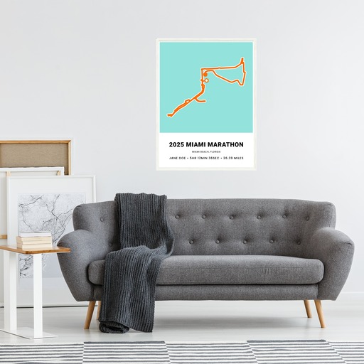 Minimalist 2025 Miami Marathon Poster Route Map Custom Design by You