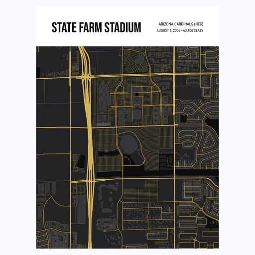 Arizona Cardinals Stadium Poster - Street Map 1
