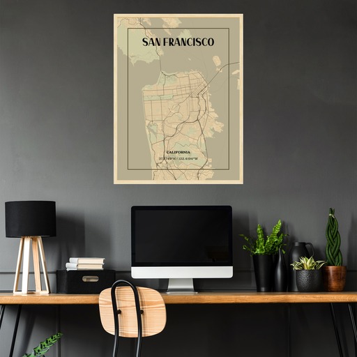 San Francisco in Vintage Poster - Street Map 3