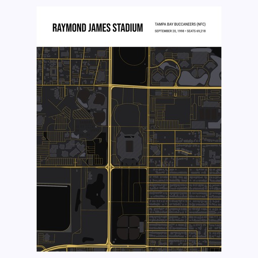 Tampa Bay Buccaneers Stadium Poster - Street Map 1