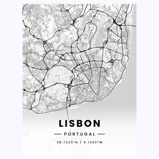 Lisbon in Light Poster - Street Map 1
