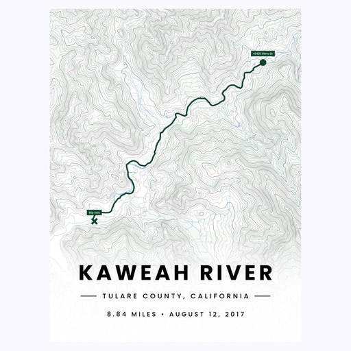 Our Rafting Trip to the Kaweah River Poster - Route Map 1