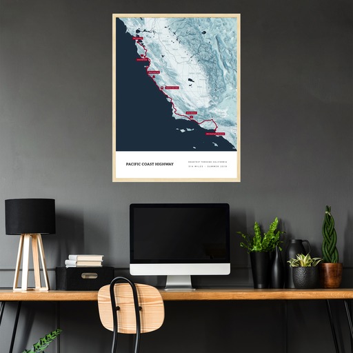 Our Pacific Coast Highway Road Trip Poster - Route Map 2