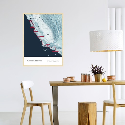 Our Pacific Coast Highway Road Trip Poster - Route Map 3