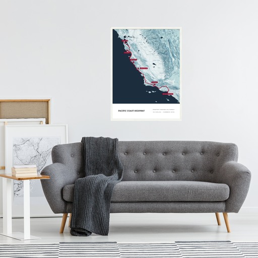 Our Pacific Coast Highway Road Trip Poster - Route Map 4
