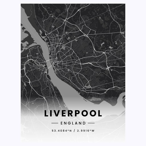 Liverpool in Dark Poster - Street Map 1