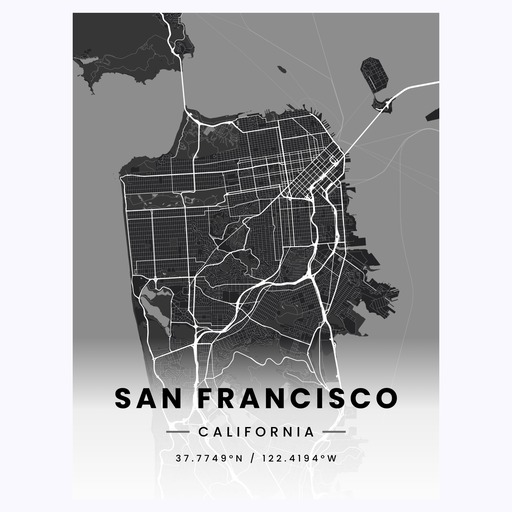 San Francisco in Dark Poster - Street Map 1