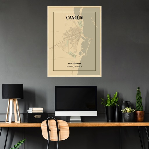 Cancun in Vintage Poster - Street Map 3