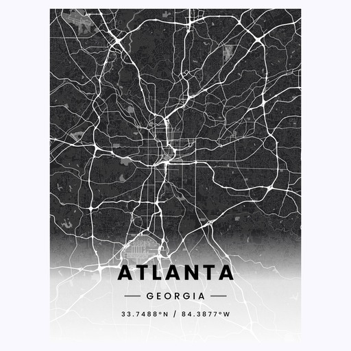 Atlanta in Dark Poster - Street Map 1