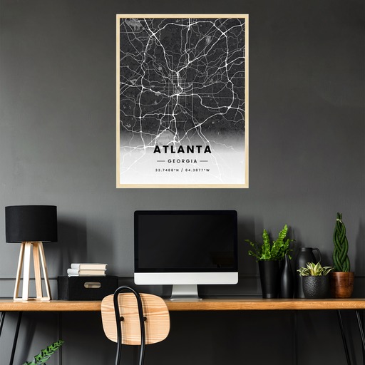 Atlanta in Dark Poster - Street Map 3