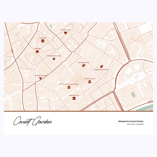 Hotspots in Covent Garden Poster - Street Map 1