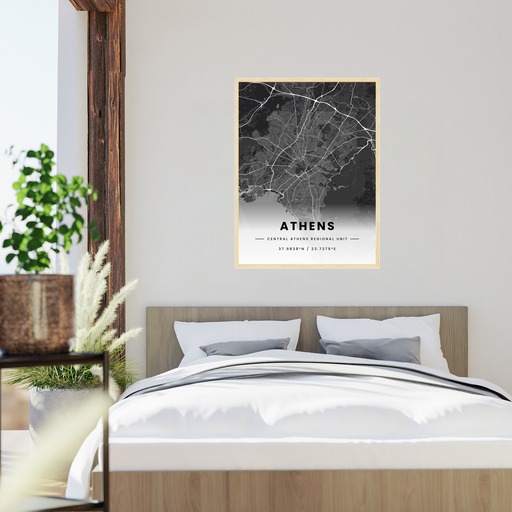Athens in Dark Poster - Street Map 6