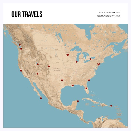The Places We Have Been Together Poster - Terrain Map 1