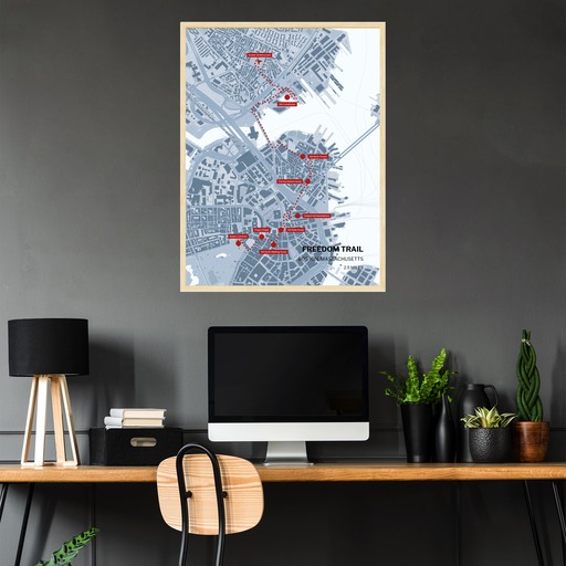 Boston Freedom Trail Map Poster - Route Map 3