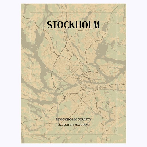 Stockholm in Vintage Poster - Street Map 1