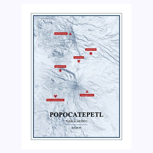 Trip To Popocatépetl Volcano Poster - Terrain Map 1