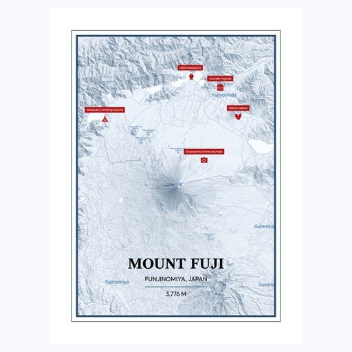 Trip To Mount Fuji Poster - Terrain Map 1