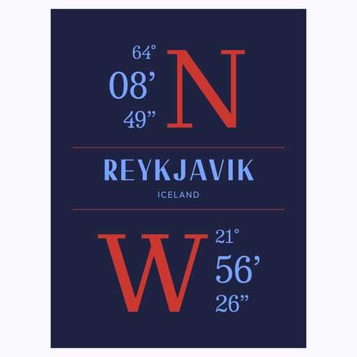 Reykjavik Coordinates Poster 1