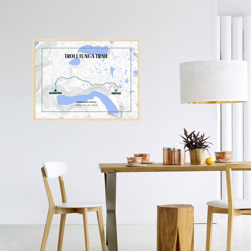 Trolltunga Trail Hiking Trip Poster - Route Map 3