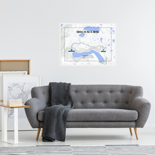 Trolltunga Trail Hiking Trip Poster - Route Map 4
