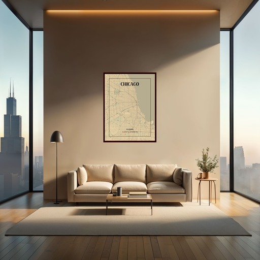 Chicago in Vintage Poster - Street Map 2