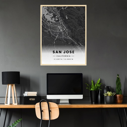 San Jose in Dark Poster - Street Map 3