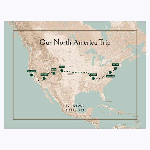 Our North America Trip Poster - Route Map 1