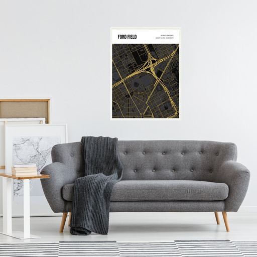 Detroit Lions Stadium Poster - Street Map 6