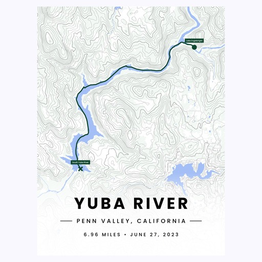 Our Rafting Trip to the Yuba River Poster - Route Map 1