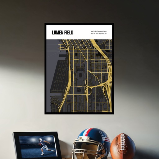 Seattle Seahawks Stadium Poster - Street Map 3