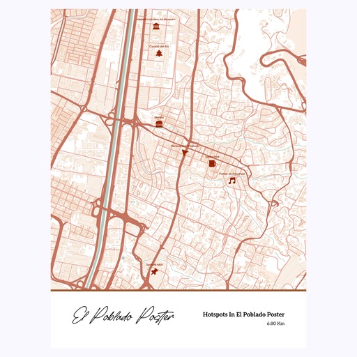 Hotspots in El Poblado Poster - Street Map 1